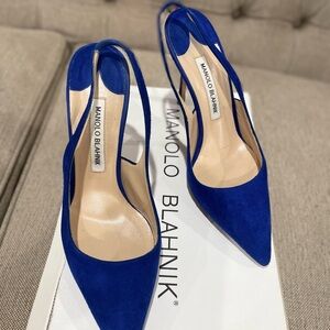 Manolo Blahnik Blue Suede Women's Heels
